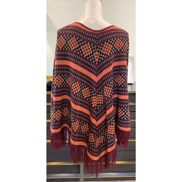 plenty by Tracy Reese Women’s M/L striped fringed folkloric poncho - Picture 5 of 9